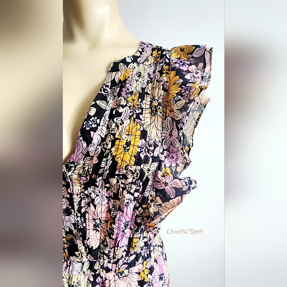 ๐๏ธ๐ท BB DAKOTA Know Your Flower cotton voile mini lace trim blossom print S - Picture 9 of 16